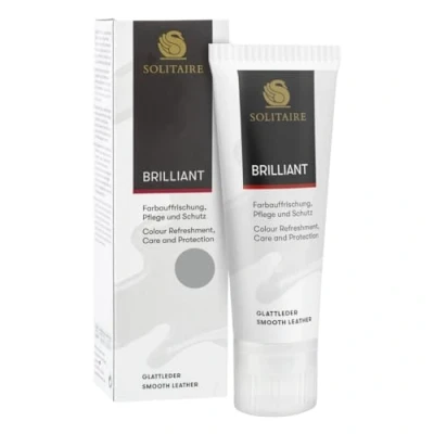 Abbildung von SOLITAIRE Brilliant Schuhcreme Farbe: Silber, mit Farbauffrischung für Glattleder und intensive Pflege leichte Imprägnierung Schuhe, Taschen, Kleidung, Schwammaufträger, 75ml