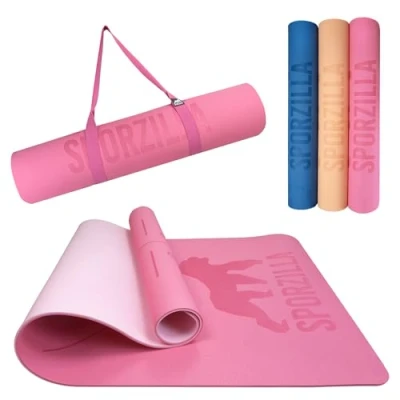 Abbildung von Sporzilla® Premium XL Fitnessmatte, Yogamatte, extra breit 80 cm, 8 mm stark, rutschfest &amp; schadstofffrei, mit Hilfslinien