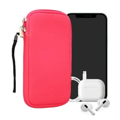 Abbildung von kwmobile Handytasche für Smartphones XXL 7&quot; Neopren Handy Hülle Neon Pink Tasche 17,7 x 8,5 cm Innenmaße