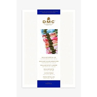 Abbildung von DMC Farbkarte Stickgarne gedruckt, für die perfekte Farbauswahl