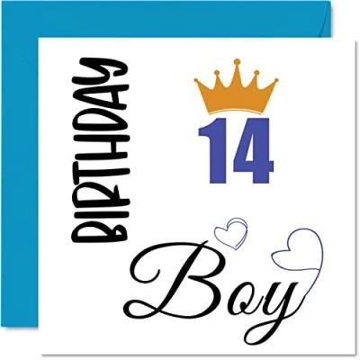 Abbildung von Stuff4 Geburtstagskarte zum 14. Geburtstag für Jungen Happy Karten 14 Jahre alten Teenager Sohn Bruder Enkel Cousin Freund Neffe 145 mm Grußkarten vierzehnten