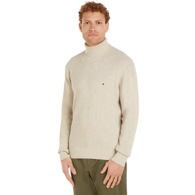 Abbildung von Tommy Hilfiger Structure ROLL NECK Strickpullover, Herren, Größe: 3XL, Heathered oatmilk
