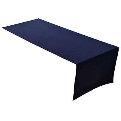 Abbildung von Lemos Home Hochwertiger Tischläufer Tischwäsche aus 100% Baumwolle Kollektion Konzept, Farbe &amp; Größe wählbar (Tischläufer 45x150cm, Marineblau)