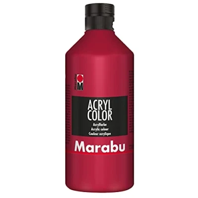 Abbildung von Marabu 12010075032 Acryl Color karminrot 500 ml, cremige Acrylfarbe auf Wasserbasis, schnell trocknend, lichtecht, wasserfest, zum Auftragen mit Pinsel und Schwamm Leinwand, Papier Holz