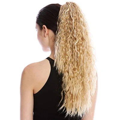 Abbildung von WIG ME UP N461 V 24BH613 Haarteil Zopf Pferdeschwanz lang voluminös lockig Krepplocken gekreppt Afro Kinks Blond Platin Gesträhnt 55 cm