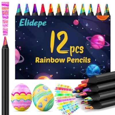 Abbildung von Elidepe Einschulung Mädchen, Schultüte Füllung, Buntstifte Kinder, 12 Farben Regenbogenstift, Mitgebsel Kindergeburtstag, Geschenke für Bastelset Kinder ab 6 Jahre,Geschenk