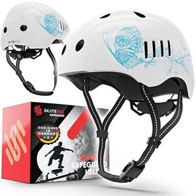 Abbildung von SKATEWIZ Kinder Fahrradhelm Mädchen Jungen, Skaterhelm Kinder, Fahrrad Helm Kind, Kinderhelm Größe S Weiß