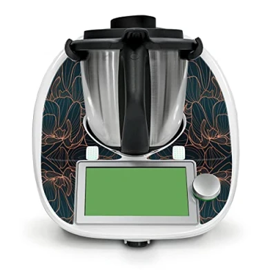 Abbildung von Deko Schutz Aufkleber kompatibel mit Küchenmaschine Thermomix TM6 Design Sticker Klebefolie Zubehör Küchengerät wasserfest selbstklebend RX042 (05 Blumendekor)