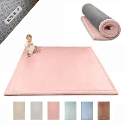Abbildung von Wolkenweiche Spielmatte Baby 200x150x2,5cm, rosa Kinderzimmer Teppich mit hochwertigem Memory Schaum Krabbelmatte Rutschfester Unterseite Krabbeldecke Baby, Kinderteppich, Tatami Matte