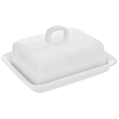 Abbildung von ORION Weiß Butterdose mit Deckel Butterglocke aus Keramik Porzellan Butterbehälter Klassische für 250 g Butter, Butterschale und Griff