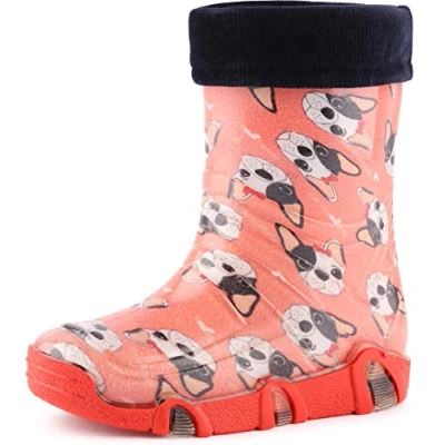 Abbildung von Ladeheid Kinder Mädchen Jungen Gummistiefel gefüttert Swk 206 (Pink Hunde, 29/30 EU)