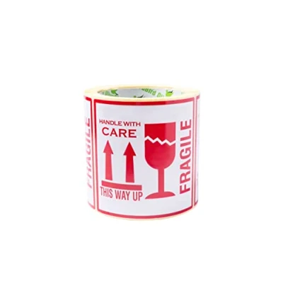 Abbildung von OliveBird 100 Fragile Aufkleber Sticker &quot;Fragile. This Way Up. Handle With Care&quot;, Etiketten, groß 10 x CM White red Stück