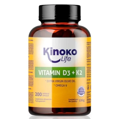 Abbildung von Vitamin D3 K2 200 Flüssigkapseln mit Omega 9 und Nativem Olivenöl Extra, 2000 ui MK7 D 3 K 2 Kapseln +