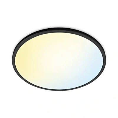 Abbildung von WiZ SuperSlim Deckenleuchte Tunable White, dimmbar, warm bis kaltweiß, 36W, smarte Steuerung per App/Stimme über WLAN, schwarz