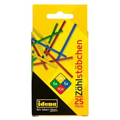 Abbildung von Idena 20101 Zählstäbchen aus Holz, 25er Packung, farbig sortiert, 75 mm