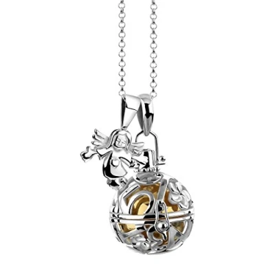 Abbildung von Nenalina Silber Halskette mit Engelsflüsterer Anhänger inkl. Klangkugel und Schutzengel Damen Collier Schmuck Kettenanhänger Länge 80cm 925 Sterling EFS 030