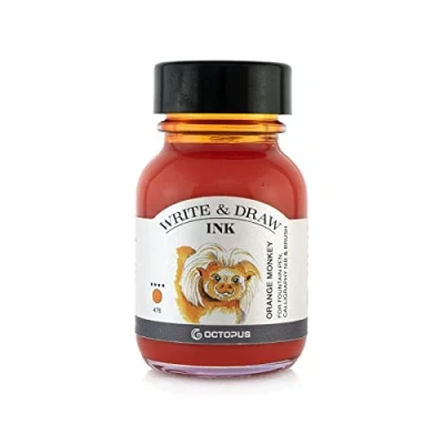 Abbildung von Octopus Write and Draw Ink 476 Orange Monkey, wasserfeste Tinte zum Schreiben und Zeichnen, Kalligraphietinte, lichtechte Zeichentusche für Füllhalter, orange, 50 ml
