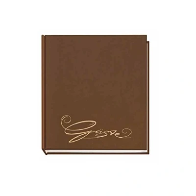 Abbildung von VELOFLEX 5420060 Gästebuch Classic mit Prägung Gäste, 144 Seiten weißes blanko Papier, 205 x 240 mm, braun