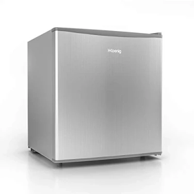 Abbildung von H.Koenig Mini Kühlschrank FGX490 / 45 L/freistehend/kompakt/Größe 51cm leise 4L Eisfach/verstellbares Thermostat/Türanschlag wechselbar, Edelstahl
