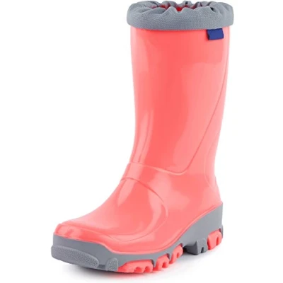 Abbildung von Ladeheid Gummistiefel Kinder Bequeme und wasserdichte Regenschuhe für Jungen Mädchen LARB015 (Lachs, 29 30 EU)