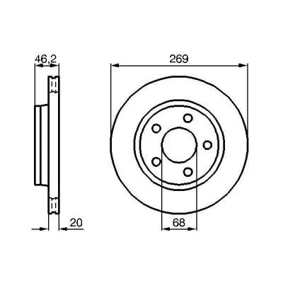 Abbildung von BOSCH 0 986 478 316 Bremsscheibe 269 20 5 112 Belüftet, innenbelüftet beschichtet AUDI: A8 D2, 100 C3 Saloon, 200 Saloon