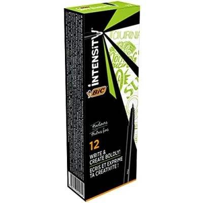 Abbildung von BIC Intensity Fineliner, Filzstifte Set mit 12 Stiften in Limettengrün, feiner Spitze, Ideal für das Büro, Home Office oder die Schule
