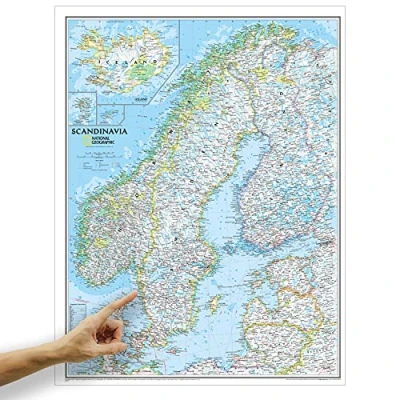 Abbildung von ORBIT Globes &amp; Maps Skandinavien Landkarte, Kartenbild von National Geographic Landkarte classic, Aktuell 2019, 58 x 76 cm, englisch