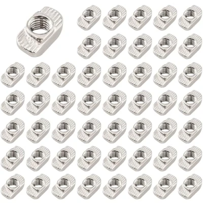 Abbildung von alwaiiz 50 Stück Hammerkopfmutter T Slot Nutmuttern Nut Muttern Hammermutter Hammer Kopf Mutter M6 verzinkt Aluminiumprofil Extrusionsschlitz Europäische Norm(EU30 x 16 8)