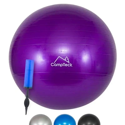 Abbildung von CampTeck U7291 Unisex Gymnastikball 65cm mit Handpumpe für Yoga, Fitness, Fitnessstudio, Pilates Lila