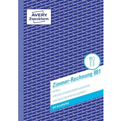 Abbildung von AVERY Zweckform 881 Zimmerrechnung (A5, mit 1 Blatt Blaupapier, beidseitig bedruckt, 50 Blatt) weiß