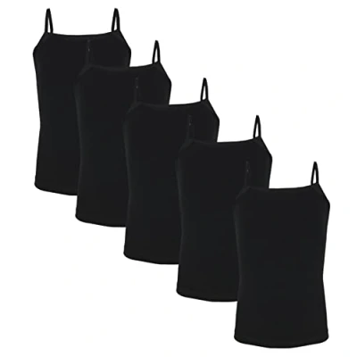 Abbildung von TupTam Mädchen Unterhemd Spaghettiträger Top 5er Pack, Farbe: Schwarz, Größe: 158 164
