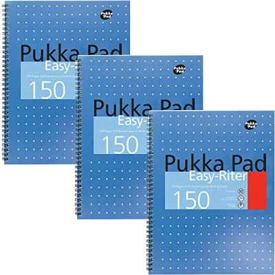 Abbildung von Pukka Pad metallfarbener Schreibblock Easy riter, DIN A4, 80 g/m², 3 Stück