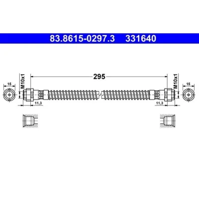 Abbildung von ATE 83.8615 0297.3 Bremsschläuche 295mm