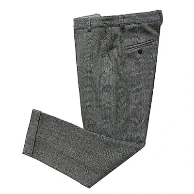 Abbildung von Solovedress Herren Vintage Tweed Kleid Hosen Herringbone Regular Fit Business Anzug Hosen(Grey,32W32L)