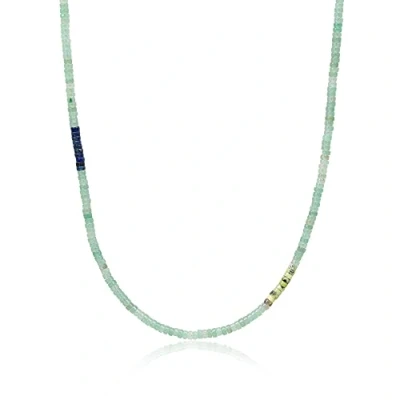 Abbildung von COAI Geschenkideen Herren Heishi Perlen Surfer Halskette aus Aventurin Lapislazuli Australischer Jade 50cm