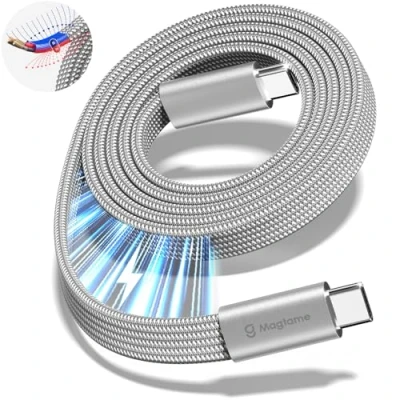 Abbildung von Magtame USB C Kabel, magnetisches Ladekabel, 5ft/1.5M auf Kabel Typ Schnellladekabel Nylon Geflochten Kompatibel für phone Mac_Book Samsung Galaxy