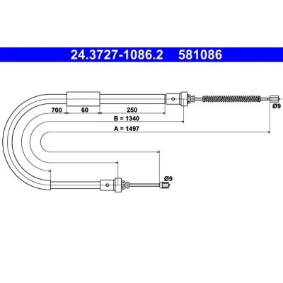 Abbildung von ATE 24.3727 1086.2 Handbremsseil 1497 RENAULT: Modus / Grand