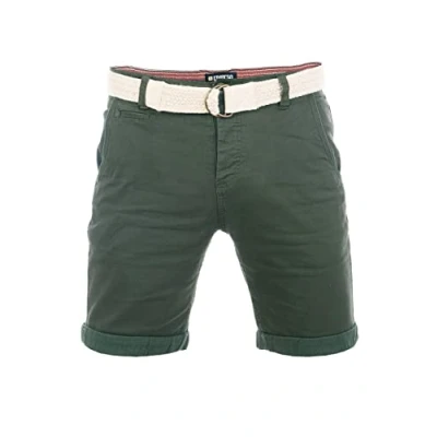Abbildung von riverso Chino Shorts Herren mit Gürtel Regular Fit RIVHenry Kurze Hosen Bermuda Knopfleiste Stretch, Größe:W 33, Farbe:Cypress Green