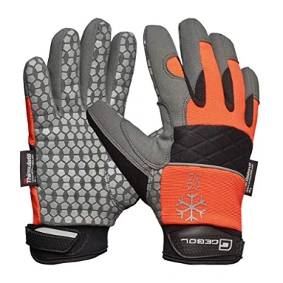 Abbildung von Gebol Master Thermo Arbeitshandschuhe mit Nässeschutz Membran und kälteisolierendem Futter für den Winter Schutzhandschuhe im Leder Look Herren Größe XXL (Gr 11) Orange Schwarz 1 Paar