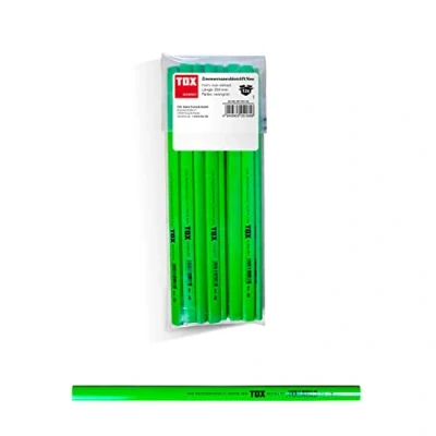 Abbildung von TOX Neo Zimmermannsbleistift, oval vierkant, Neonfarben Grün, Härtegrad medium, für Strichbreiten von 1 2 mm, ungespitzt, 250 mm lang, 09790104 x 12stk