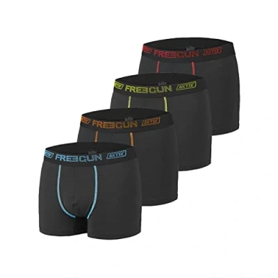Abbildung von Boxershorts Herren Aktiv, Unterhosen Männer, Leicht (4er Pack), Schwarz, XL