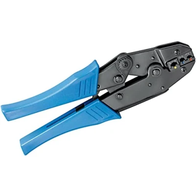 Abbildung von goobay 11790 Crimpzange für isolierte Kabelschuhe von 0,5 6,0 mm² Quetschzange mit Ratschenfunktion &amp; Zwangssperre Kabelschuh Presszange Blau