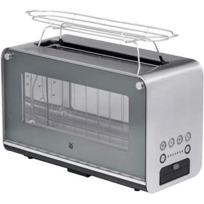Abbildung von WMF Lono Toaster Glas mit Brötchenaufsatz, 2 Scheiben, XXL, motorisierte Toastaufnahme, Aufwärm Funktion, 7 Bräunungsstufen, edelstahl matt