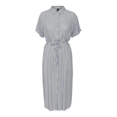 Abbildung von Vero Moda Bumpy SS CALF Blusenkleid, Damen, Größe: Small, Snow white/india ink