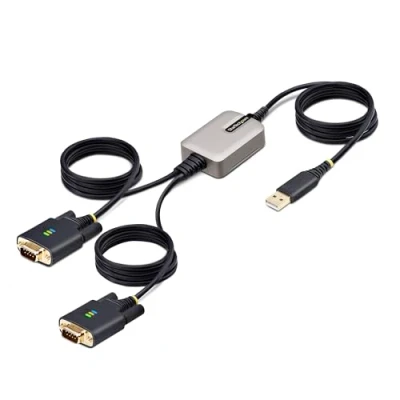 Abbildung von StarTech.com 4m 2 Port USB auf Seriell Adapter, COM Retention, FTDI, A zu DB9 RS232 Kabel, Wechselbare Schrauben/Muttern