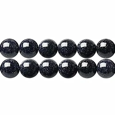 Abbildung von SKYBEADS Perlen zum Basteln 6mm Blau Goldstone Rund Halbedelstein 38cm Strang Approx 60 Stück