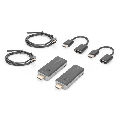 Abbildung von DIGITUS Wireless HDMI Extender 50 m Reichweite Full HD 1080p 60 Hz Punkt zu Plug&amp;Play Schwarz Silber, DS 55318