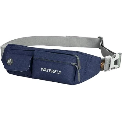 Abbildung von WATERFLY Bauchtasche Damen Herren Klein: Gürteltasche Hüfttasche Stylisch für Sport Joggen Hundetraining Laufen Running Reise Travel Hip Waist Bag Bum Fanny Pack Dunkelblau