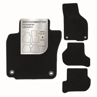 Abbildung von MAT10 Auto Fußmatten passend für VW Golf 5 (BJ 10/2003 12/2006, Typ 1K) aus Velours 4 teiliges Automatten Set langlebige Erstausrüsterqualität, Made in Germany