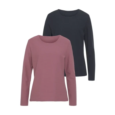 Abbildung von Lascana Langarmshirt, Damen, Größe: 40/42, Beere, navy